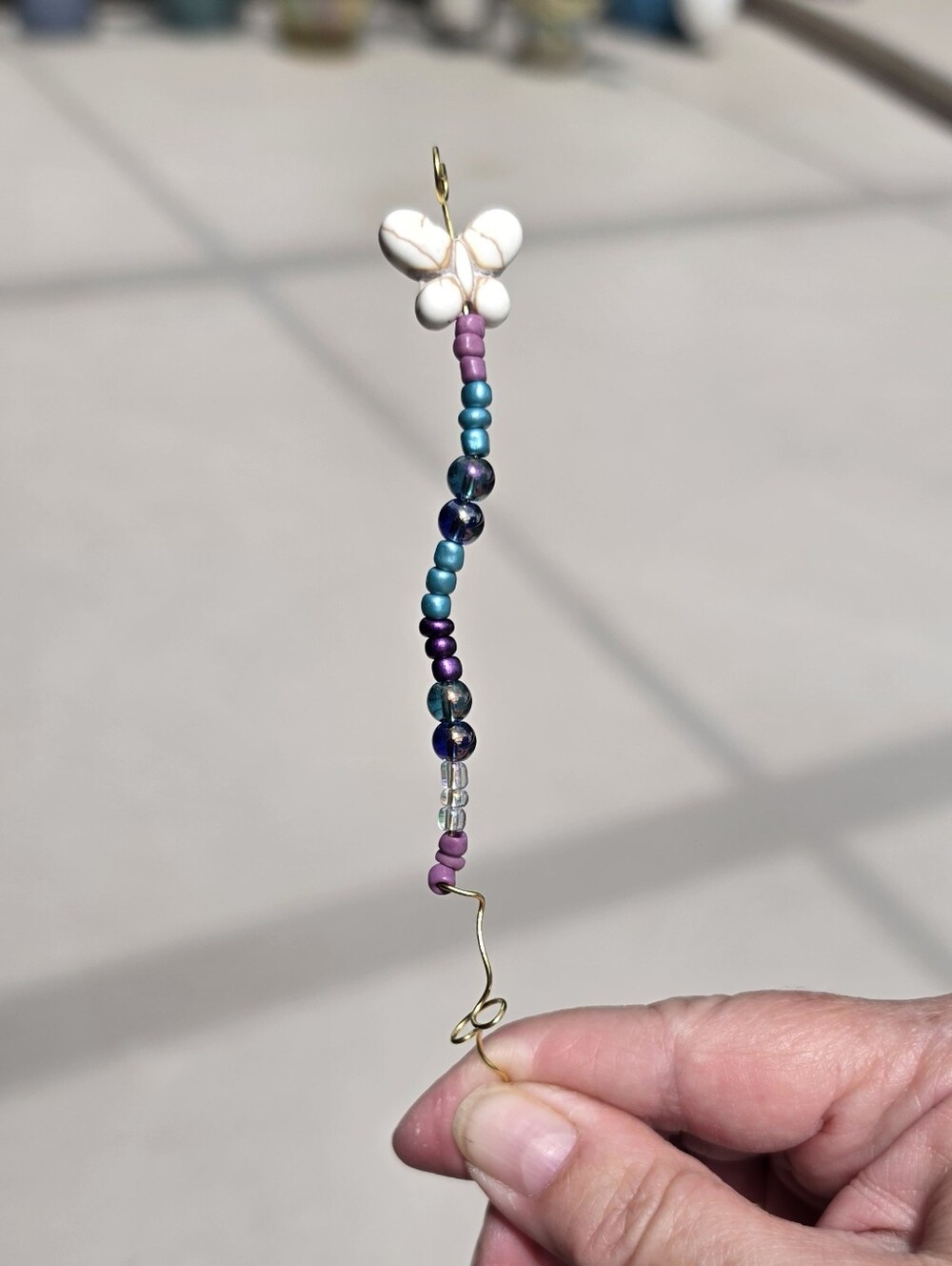 Handmade Multicolor Beaded Butterfly Plant Stick/garden Decor/plant Stake